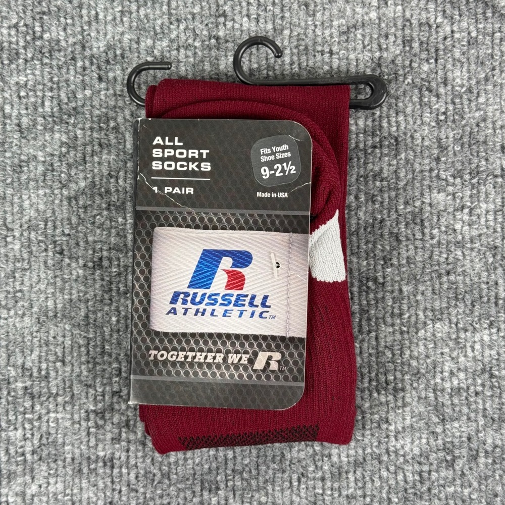 Russell Athletic‎ Socks Kids All Sport Maroon Youth Shoe Size 9-2.5 Baseball New